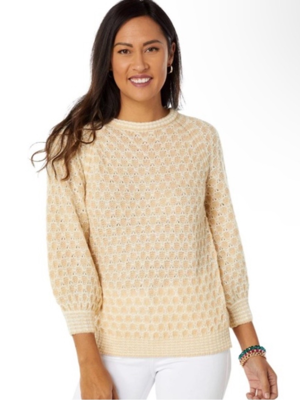 Lilly Pulitzer Corabelle Honeycomb Sweater Coconut Cream Size M